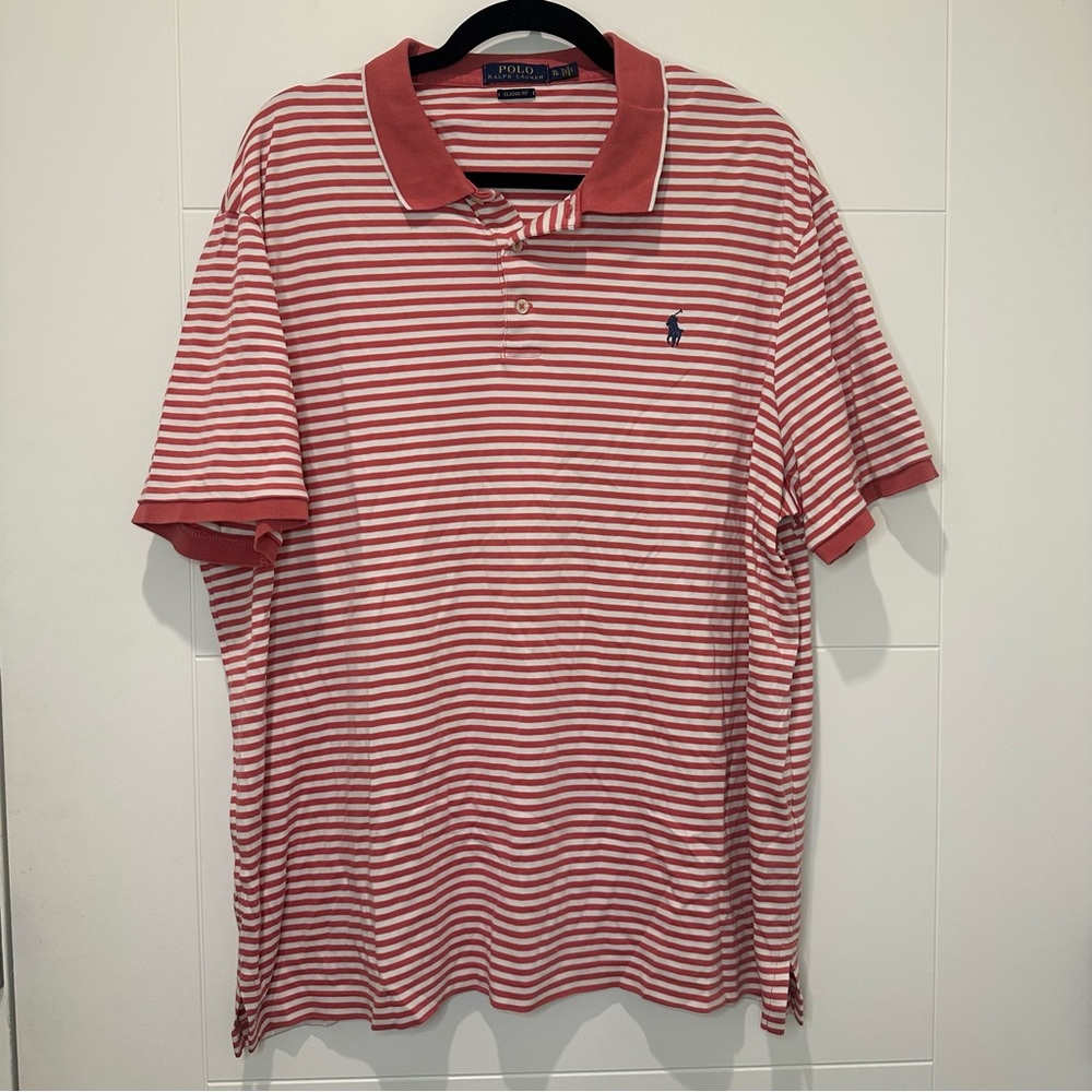 Polo by Ralph Lauren Men's Red Striped Polo Shirt size XL/TG